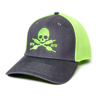 Buy gray-on-lime-green STRETCH FIT MESH CAP - SKULL LOGO