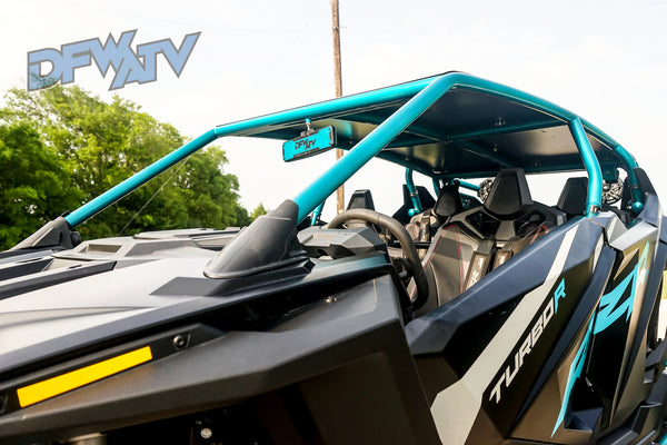 Polaris RZR Turbo R 4 - Teal Cage with Black Roof, Rock Sliders and More