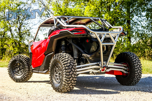 Can-Am Maverick X3 - Chrome Exo Cage with Front+Rear Bumper Tie-ins and Red Roof