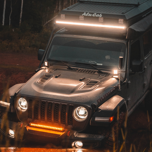 quattro led lights mounted on a jeep as a ditch light