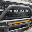 20 inch bumper led light bar in amber on a ford bronco