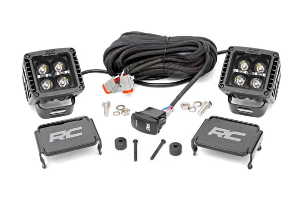 Rough Country JEEP 2-INCH LED CUBE EASY-MOUNT KIT (18-23 WRANGLER JL / 20-23 GLADIATOR)