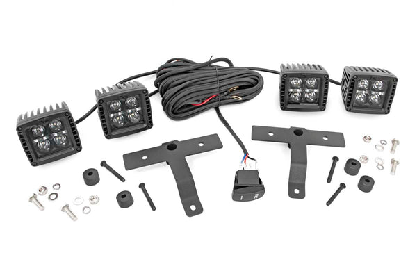 Rough Country JEEP QUAD LED LIGHT POD KIT (18-23 JL / 20-23 GLADIATOR)