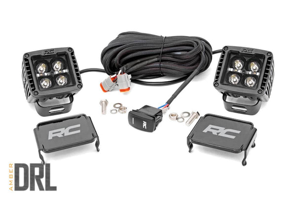 Rough Country BLACK SERIES LED LIGHT PAIR | 2 INCH | AMBER DRL