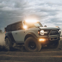 led quattro light mounted on a ford bronco