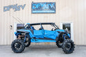 Polaris RZR XP 4 Turbo  - Black Cage with Blue Bumpers and Tree Kickers - October2020