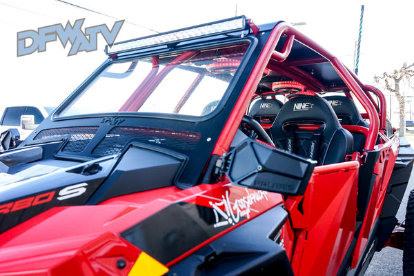 Polaris RZR Turbo S 4 - Red Cage and Black Stereo Top