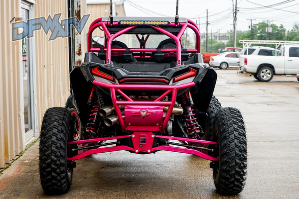 Polaris RZR Turbo S - Pink Cage with Dark Gray Roof and Windshield - 1079