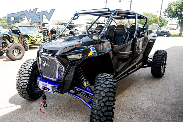 Polaris RZR Turbo S 4 - Gray Cage with Blue Roof and More