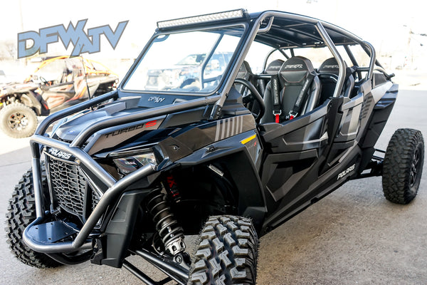 Polaris RZR Turbo S 4 - Gray Cage and Bumpers with Black Roof and Windshield