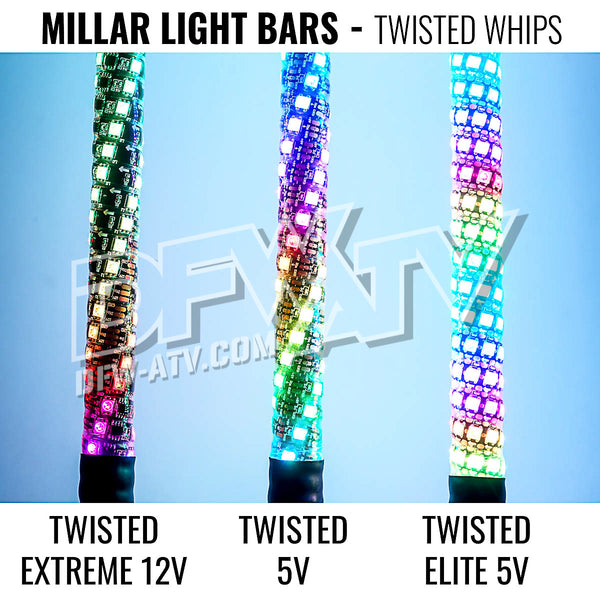 TWISTED ELITE WHIPS (3FT) - PAIR