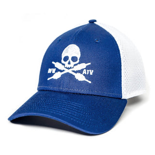 Buy blue-on-white STRETCH FIT MESH CAP - SKULL LOGO