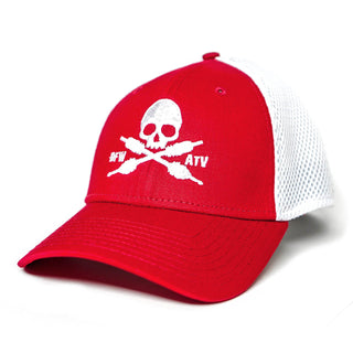 Buy red-on-white STRETCH FIT MESH CAP - SKULL LOGO