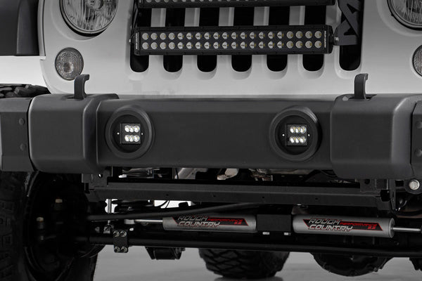 Rough Country LED LIGHT KIT | FOG MOUNT | 2" BLACK PAIR | JEEP WRANGLER JK (10-18)