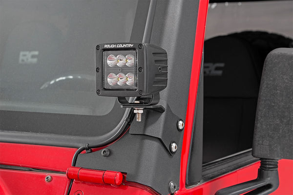 Rough Country LED LIGHT MOUNT | LOWER A-PILLAR | POD | JEEP WRANGLER TJ (97-06)